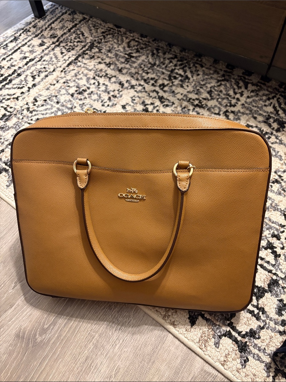 Coach Tan Saffiano Leather Laptop Tote